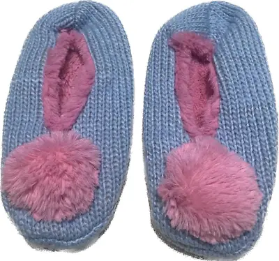 Peter Alexander Sock Slippers Pink Grey Pom Pom Knitted Booties Shoes PJs Fluffy • $32