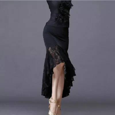 Latin Dance Skirts Women Lace Skirt Fish Tail Skirt Long Ballroom Dance Dress • $36.24