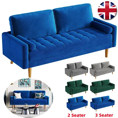 Modern Velvet Sofa Chair Loveseat Button Tufted Couch 2 3 Seater Home Office UK • £89.90