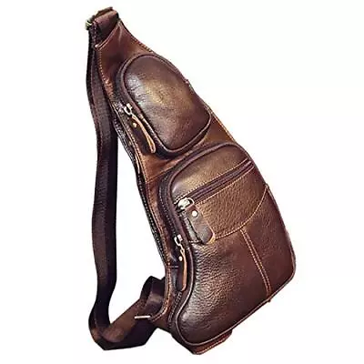 Vintage Leather Sling Bag Bags For Men Women Backpack Shoulder Messenger Cros... • $38.91