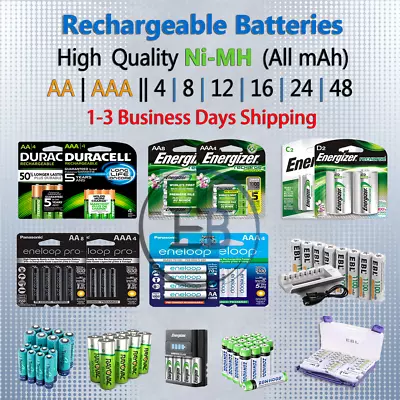 Rechargeable Batteries AA Or AAA 4 8 10 12 16 Battery Charger NiMH Lot Fast Ship • $22.99