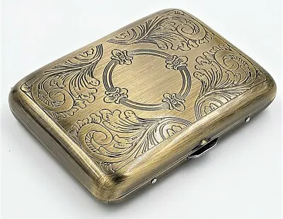 Classic Metallic Double Sided King Cigarette Case Etched Antique Brass • $19.99