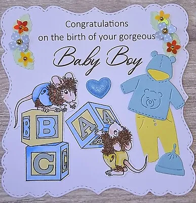Handmade Card Topper Baby Boy New By Jay • £1.95