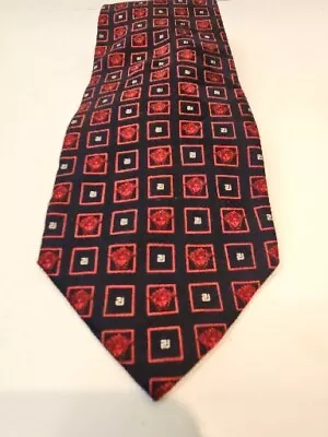 Gianni Versace Red Black White Silk Tie W/Medusa Logos Split Pattern 62  X 3.75  • $48.50
