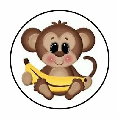 48 Cute Monkey Envelope Seals Labels Stickers 1.2  Round • $2.22