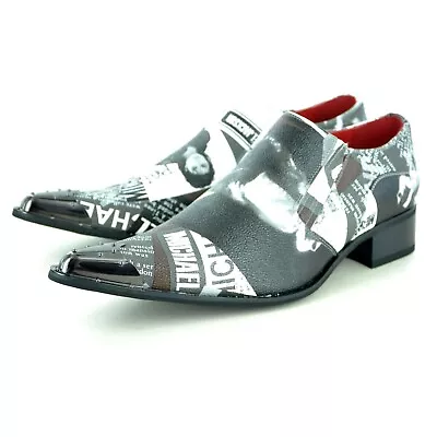 £34.99 • Buy Mens Retro Michael Jackson Print Slip On Vintage Shoes Leather Lined UK Sze 7-12