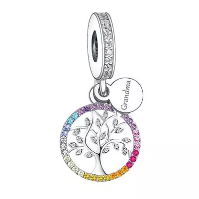 Grandma Family Tree Colour Charm 💜 925 Sterling Silver • £16.99