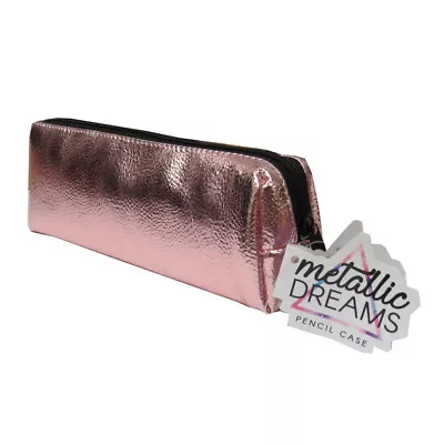 Metallic Dreams Fabric Pencil Case - Metallic Gold Or Pink Size 200mm X 80mm • £3.95