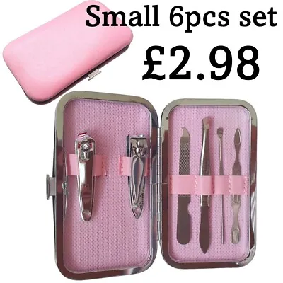 6 Pcs Manicure Pedicure Cuticle Kit Nail Care Clipper Cutter Case Rose Gift Set • £2.98