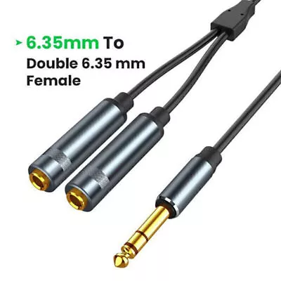 6.35mm 1/4 Inch Stereo Plug Male To Dual Jack Female Y Splitter Cable Audio Cord • $10.36