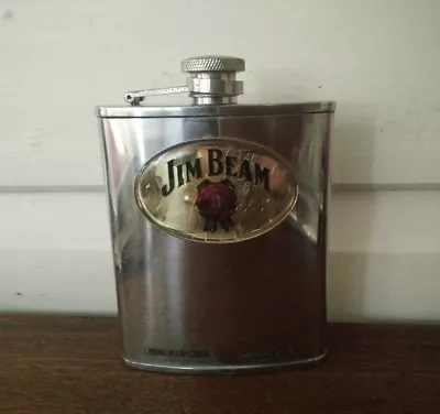 $21.75 • Buy Jim Beam Flask Stainless Steel 6 Oz Metal Flask Bottle Silver Tone 2001