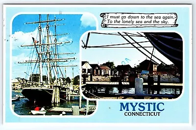 Mystic Seaport Dual View Mystic Connecticut Postcard • $5