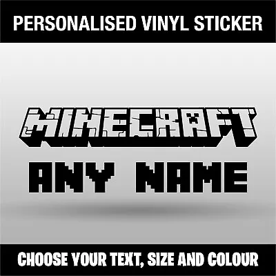 Personalised Name MINECRAFT Stickers Decal Vinyl Wall Art Gaming • £10.99