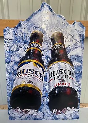 Near Mint Vintage 1991 Busch Light Beer Bottle Embossed Metal Tin Sign • $110