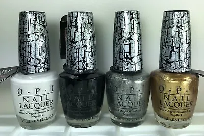 4 OPI Crackle Nail Polish ✨ BLACK - WHITE - GOLD - SILVE SHATTER Create 2 Tones  • $17.95