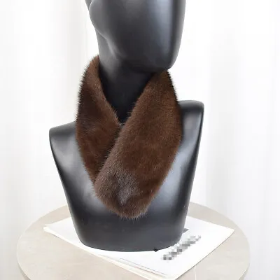 Real Fur Mink Scarf Wrap Shawl Stole Collar Brown Genuine Winter Unisex Warm • $59.99