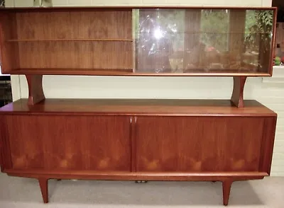 Mid-Century Modern Danish Teak Credenza & Hutch Combo By Bernhard Pedersen • $2885.96