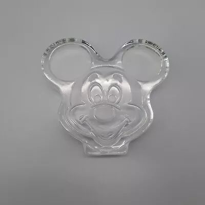 Vintage Mickey Mouse Head Clear Etched Glass Paperweight Frosted Ears • $11.97