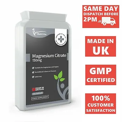 Magnesium Citrate 500mg 120 Capsules - Muscle Function - Nervous System - PMS UK • £8.98