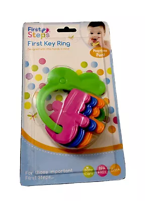 First Steps Key Ring Baby Teether Rabbit Bear | Ages 6 Months+ Babies Toy Green • £3.99