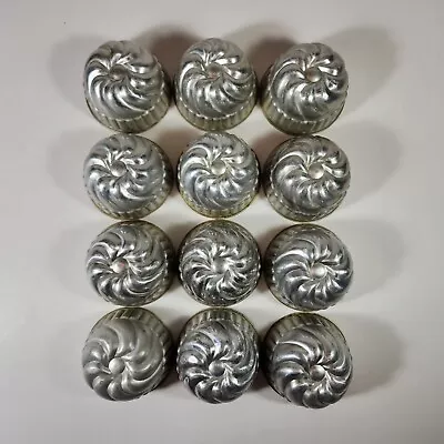 12 Vintage Aluminum Mini Bundt Tart Pans Jell-O Molds • $24.99