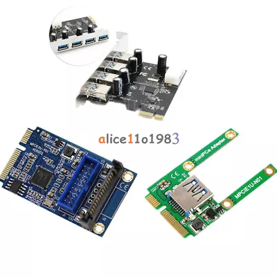 Mini 4 Port PCI-E To USB 2.0/3.0 HUB PCI Express Expansion Card Adapter  Speed • $3.06