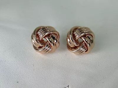 Vintage Rose Gold Tone Knot Pierced Earrings 52142 • $7.99