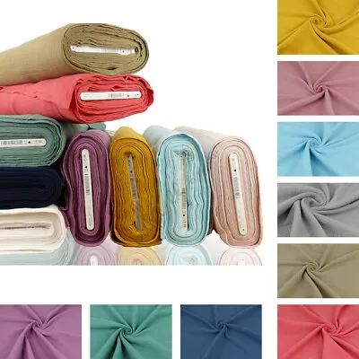 £0.99 • Buy Double Gauze 100% Cotton Fabric Dressmaking Plain Lightweight Muslin, 64 Colors
