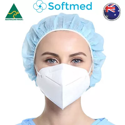 Softmed N95 Flat Folded Respirator Face Mask / Ear-loop White 10pcs • $22.90