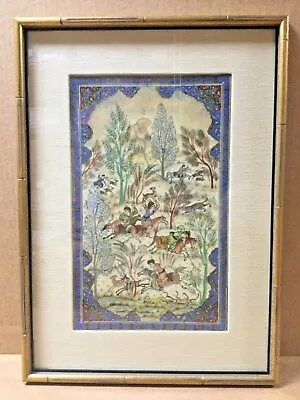 VHTF Antique Artist Signed YAZIRI Middle East Painting Plaque The Hunt • $131.25