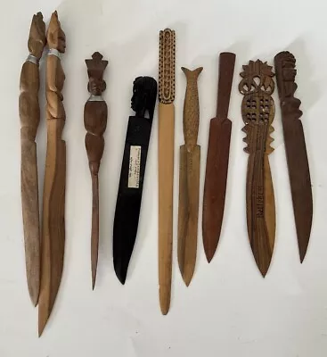 Lot Of 9 Vintage Letter Openers Carved Wood Africa Kenya Poland Philippines Etc • $11.95