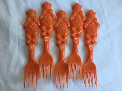 5 Fozzy Muppet Orange Plastic Kids Forks • $3