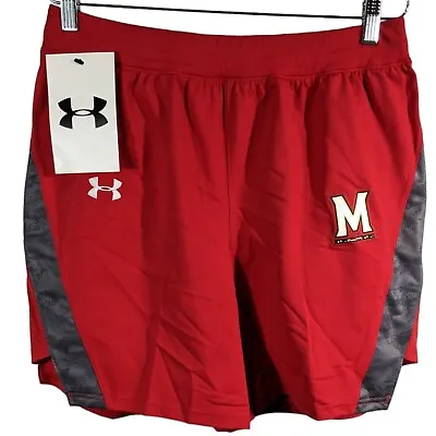 Maryland Terps Lacrosse Shorts Mens Sz Large Red Under Armour Terrapins Command • $59.47