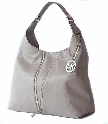 New Michael Kors Newman Lightash Grey Leather Large Hoboshouldertote Hand Bag • $364.99