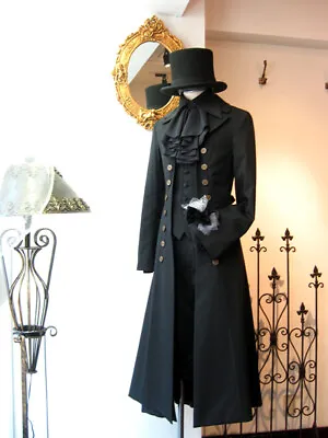 Women's Black Gothic Steampunk Military Long Coat • $239.89