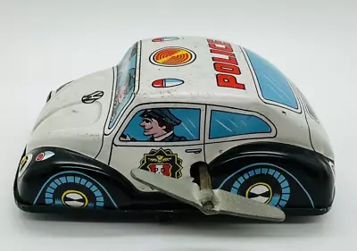 VW Beetle Bug Police Car Tin Litho Wind Up Toy Made In Japan Vintage • $29.99