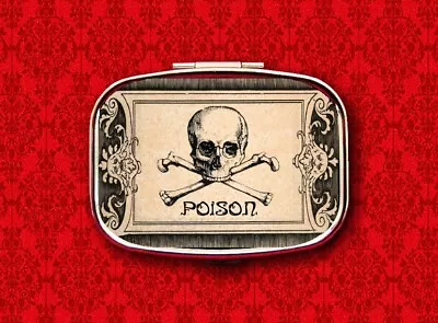 Poison Vintage Medicine Skull Label Doctor Stash Metal Pill Mint Box Case • $7.45