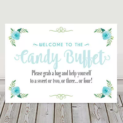 Pretty Blue Candy Buffet Table Sign For Wedding Christening Birthday 3FOR2 (LB8) • £4.40