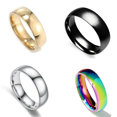 Classic Rainbow Colorful Stainless Steel Band Ring 6mm Size 7-13 For Men Women • $0.80