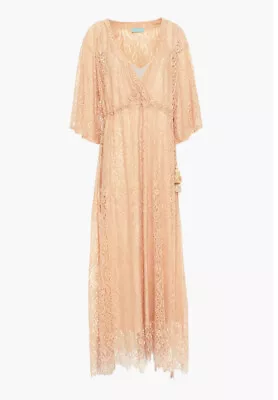 MELISSA ODABASH Boho Princess Lace Nude Pink Maxi Long Dress OS NWT Cocktail • $62.33