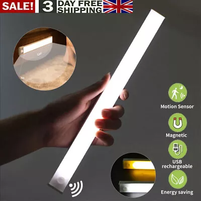 £3.52 • Buy Wireless LED PIR Motion Sensor Lights Strip Cabinet Lamp Closet USB Rechargeable