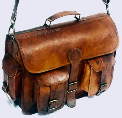 Men's Genuine Leather Vintage Laptop Messenger Handmade Briefcase Bag Satchel • $76.91