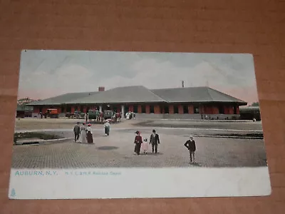 Auburn Ny - 1907-1915 Era Postcard - N.y.c. & H.r. Railroad Depot - Tuck Card • $6.45