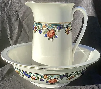 Vintage Falcon Ware Floral Jug / Pitcher & Wash Basin • £35