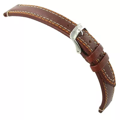 18mm Morellato Brown Genuine Italian Leather Double Contrast Stitched Watch Band • $24.27