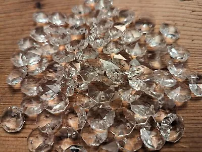 75 VGC Vintage 14mm Octagon Chandelier Crystal Glass Drops Prisms Decorations • £7.49