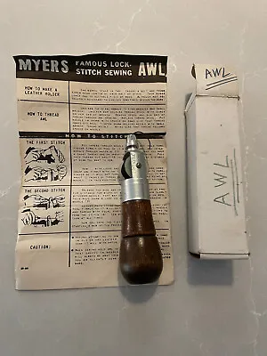 Antique Myers Lock Stitch Leather Sewing Awl W Box Instructions. No Needles. • $11.99