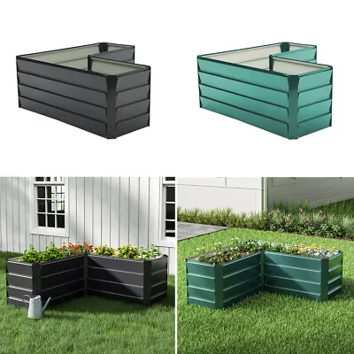 L-Shaped Steel Metal Raised Beds Vegetable Flower Garden Planter Trough Grow Box • £45.95
