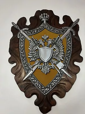 Vintage Medieval Russian Cast Metal Two Headed Eagle COAT Of ARMS Knight Shield • $149