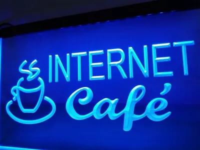 Internet Cafe Open Display LED Neon Light Sign Coffee Cup Home Wall Art Décor • $24.95